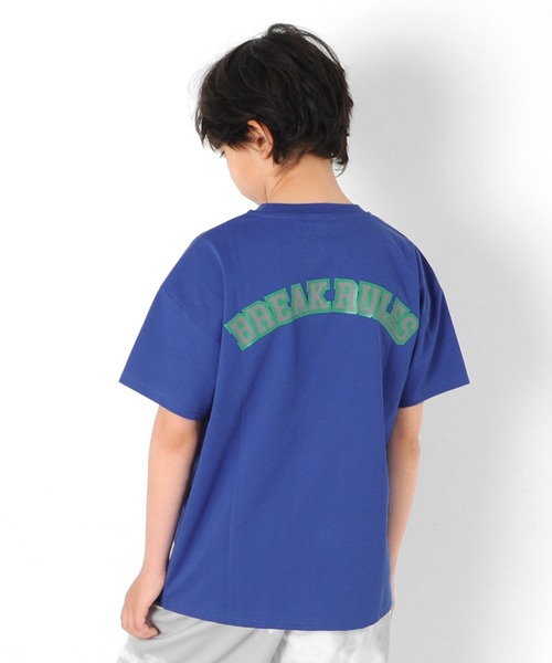 GLAZOS(グラソス)の「【接触冷感】ドロップショルダー・リフレクトロゴバックプリント半袖Tシャツ(Tシャツ/カットソー・キッズ・ブルー/パープル/ホワイト・130cm/140cm/150cm/170cm/160cm)」の2枚目の写真