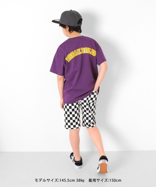 GLAZOS(グラソス)の「【接触冷感】ドロップショルダー・リフレクトロゴバックプリント半袖Tシャツ(Tシャツ/カットソー・キッズ・ブルー/パープル/ホワイト・130cm/140cm/150cm/170cm/160cm)」の8枚目の写真