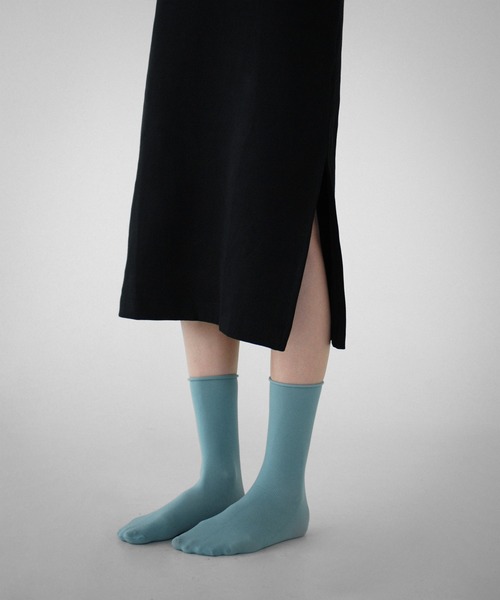 minsobi（ミンソビ）の「リブシアークルーソックス（ソックス/靴下・レディース・ブラック/パープル/アイボリー/ミント/ライトイエロー/コーラルピンク/スカイブルー系・FREE）」の3枚目の写真