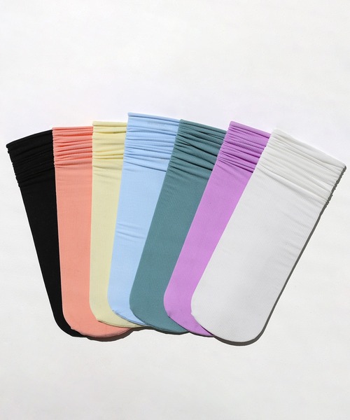 minsobi（ミンソビ）の「リブシアークルーソックス（ソックス/靴下・レディース・ブラック/パープル/アイボリー/ミント/ライトイエロー/コーラルピンク/スカイブルー系・FREE）」の10枚目の写真