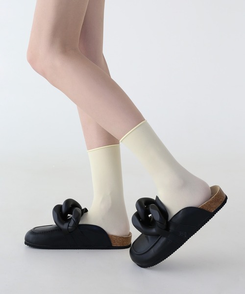 minsobi（ミンソビ）の「リブシアークルーソックス（ソックス/靴下・レディース・ブラック/パープル/アイボリー/ミント/ライトイエロー/コーラルピンク/スカイブルー系・FREE）」の9枚目の写真