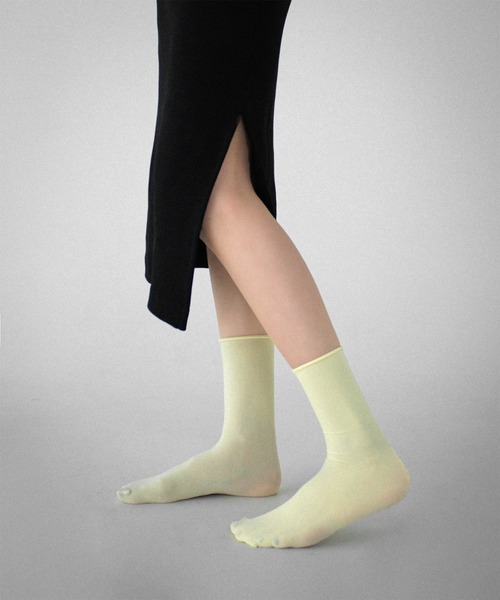 minsobi（ミンソビ）の「リブシアークルーソックス（ソックス/靴下・レディース・ブラック/パープル/アイボリー/ミント/ライトイエロー/コーラルピンク/スカイブルー系・FREE）」の11枚目の写真