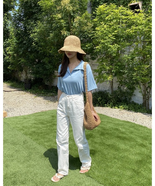 mood for a day(ムードフォーアデイ)の「kenny collar tee/襟付きカットソー(Tシャツ/カットソー・レディース・ブルー/ミント・FREE)」の9枚目の写真