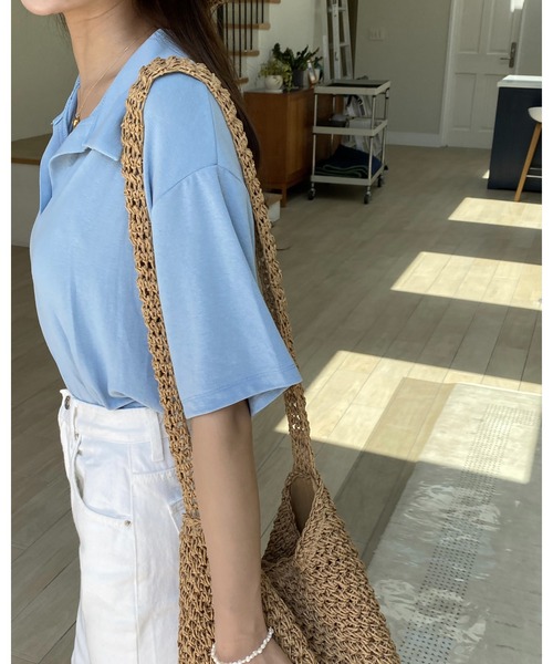 mood for a day(ムードフォーアデイ)の「kenny collar tee/襟付きカットソー(Tシャツ/カットソー・レディース・ブルー/ミント・FREE)」の10枚目の写真