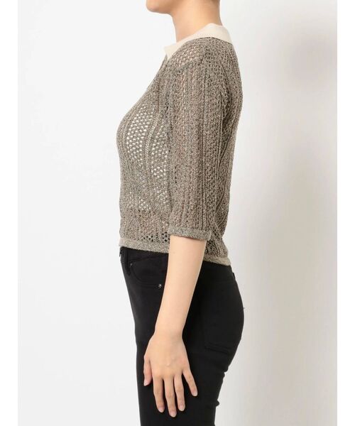 MURUA（ムルーア）の「メッシュニットポロシャツ（ポロシャツ・レディース・ブラック/ブラウン/グリーン・FREE）」の6枚目の写真