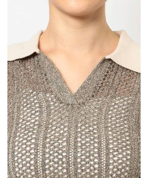 MURUA（ムルーア）の「メッシュニットポロシャツ（ポロシャツ・レディース・ブラック/ブラウン/グリーン・FREE）」の8枚目の写真