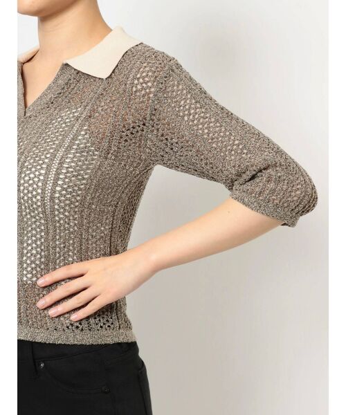 MURUA（ムルーア）の「メッシュニットポロシャツ（ポロシャツ・レディース・ブラック/ブラウン/グリーン・FREE）」の9枚目の写真