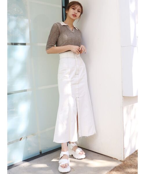 MURUA（ムルーア）の「メッシュニットポロシャツ（ポロシャツ・レディース・ブラック/ブラウン/グリーン・FREE）」の18枚目の写真