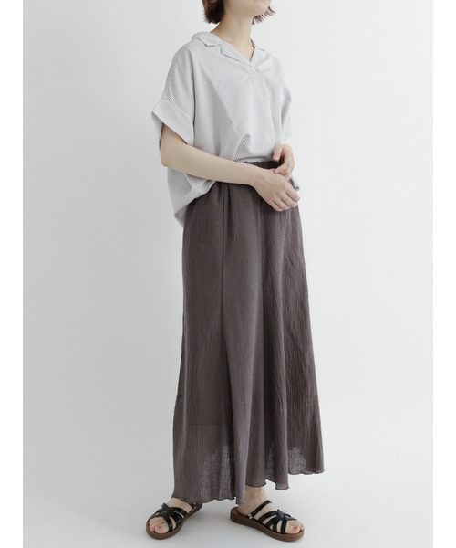 Samansa Mos2 blue（サマンサモスモスブルー）の「ギャザースカート（セットアップ可）（スカート・レディース・カーキ/ブルー/チャコール・ﾌﾘ-）」の6枚目の写真