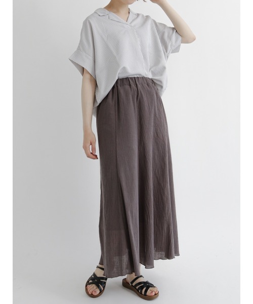 Samansa Mos2 blue（サマンサモスモスブルー）の「ギャザースカート（セットアップ可）（スカート・レディース・カーキ/ブルー/チャコール・ﾌﾘ-）」の7枚目の写真