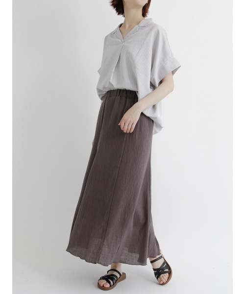 Samansa Mos2 blue（サマンサモスモスブルー）の「ギャザースカート（セットアップ可）（スカート・レディース・カーキ/ブルー/チャコール・ﾌﾘ-）」の10枚目の写真