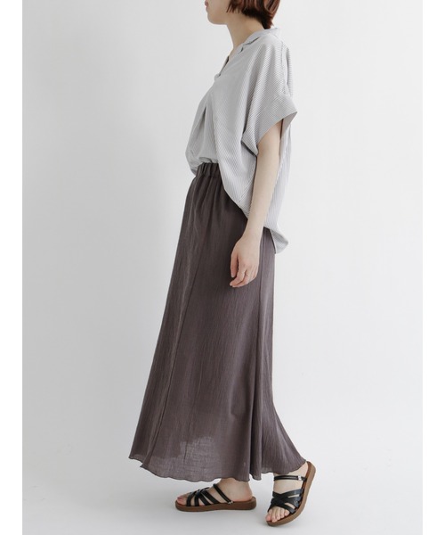 Samansa Mos2 blue（サマンサモスモスブルー）の「ギャザースカート（セットアップ可）（スカート・レディース・カーキ/ブルー/チャコール・ﾌﾘ-）」の12枚目の写真