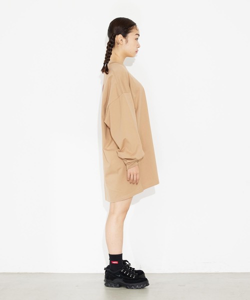 X-girl（エックスガール）の「YIN-YANG FLOWER L/S TEE DRESS（ワンピース・レディース・ホワイト/チャコール/ベージュ・M/S）」の11枚目の写真