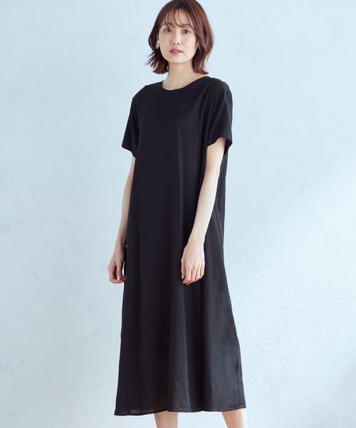 Petit Honfleur（プチオンフルール）の「【インナー付き】ロングワンピース（ワンピース・レディース・ブラック/モカ・L/M）」の2枚目の写真