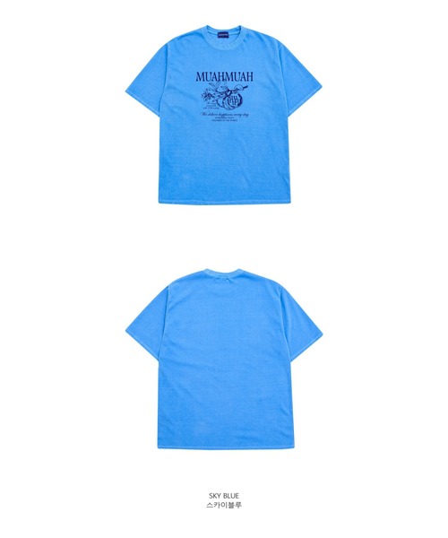 muahmuah(ムーアムーア)の「A'GEM/9 × .kom『muah muah/ムーアムーア』MUAH MARMALADE PIGMENT HALF T-SHIRT/マーマレードグラフィック ピグメント加工 Tシャツ カットソー(Tシャツ/カットソー・レディース・パープル/ベージュ/チャコールグレー/ライトブルー・FREE)」の21枚目の写真