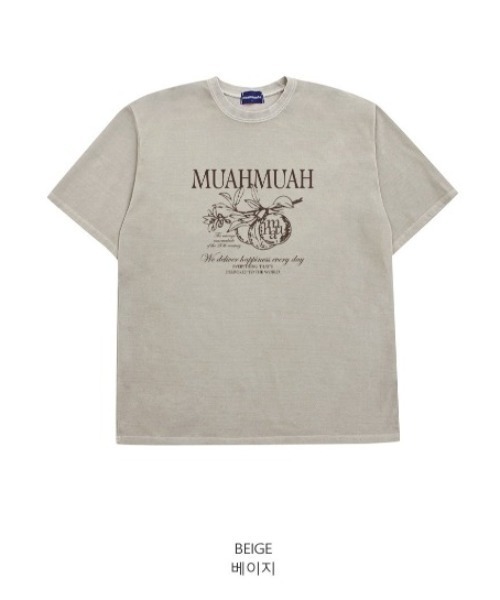 muahmuah(ムーアムーア)の「A'GEM/9 × .kom『muah muah/ムーアムーア』MUAH MARMALADE PIGMENT HALF T-SHIRT/マーマレードグラフィック ピグメント加工 Tシャツ カットソー(Tシャツ/カットソー・レディース・パープル/ベージュ/チャコールグレー/ライトブルー・FREE)」の19枚目の写真