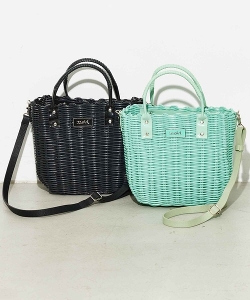 X-girl（エックスガール）の「BASKET BAG（ショルダーバッグ・レディース・ブラック/グリーン・ONE SIZE）」の4枚目の写真