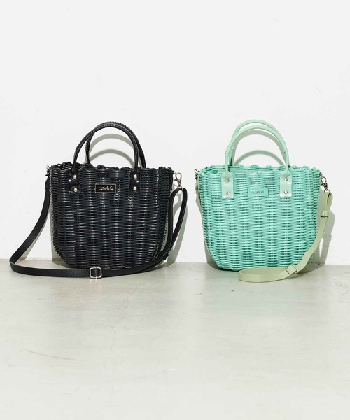 X-girl（エックスガール）の「BASKET BAG（ショルダーバッグ・レディース・ブラック/グリーン・ONE SIZE）」の3枚目の写真