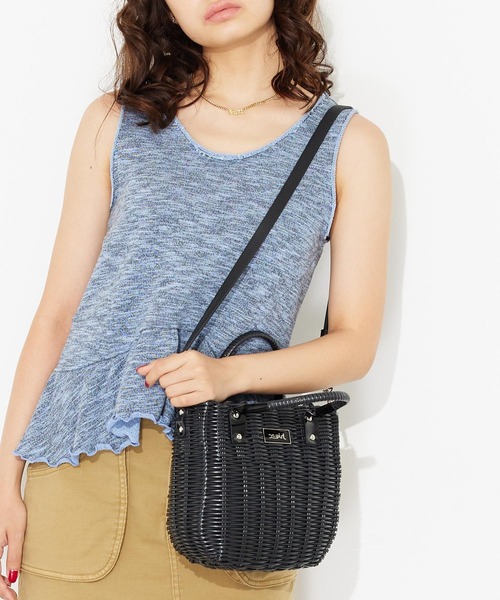 X-girl（エックスガール）の「BASKET BAG（ショルダーバッグ・レディース・ブラック/グリーン・ONE SIZE）」の6枚目の写真