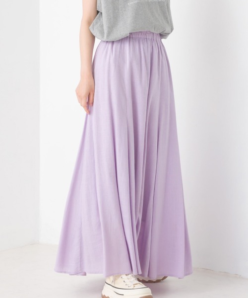 OMNES（オムネス）の「麻レーヨンサーキュラースカート（スカート・レディース・ブラック/ベージュ/イエロー/グリーン/ラベンダー・FREE）」の4枚目の写真