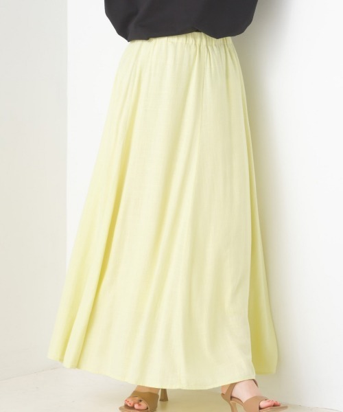 OMNES（オムネス）の「麻レーヨンサーキュラースカート（スカート・レディース・ブラック/ベージュ/イエロー/グリーン/ラベンダー・FREE）」の5枚目の写真