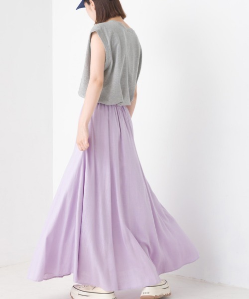 OMNES（オムネス）の「麻レーヨンサーキュラースカート（スカート・レディース・ブラック/ベージュ/イエロー/グリーン/ラベンダー・FREE）」の15枚目の写真