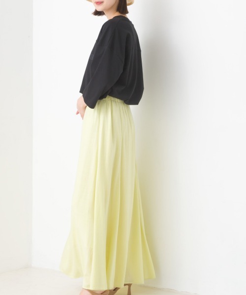 OMNES（オムネス）の「麻レーヨンサーキュラースカート（スカート・レディース・ブラック/ベージュ/イエロー/グリーン/ラベンダー・FREE）」の10枚目の写真