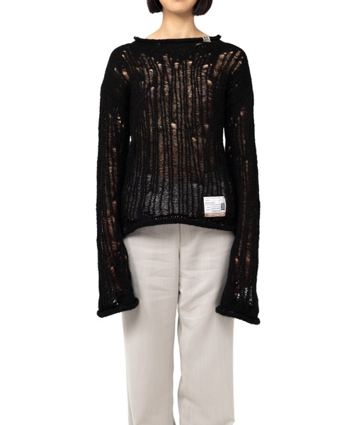 Maison MIHARA YASUHIRO(メゾンミハラヤスヒロ)の「Distressed Pullover(ニット/セーター・レディース・ブラック/オレンジ・FREE)」の4枚目の写真