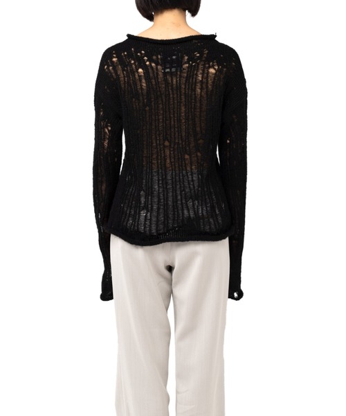 Maison MIHARA YASUHIRO(メゾンミハラヤスヒロ)の「Distressed Pullover(ニット/セーター・レディース・ブラック/オレンジ・FREE)」の6枚目の写真