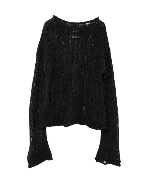 Maison MIHARA YASUHIRO(メゾンミハラヤスヒロ)の「Distressed Pullover(ニット/セーター・レディース・ブラック/オレンジ・FREE)」の9枚目の写真