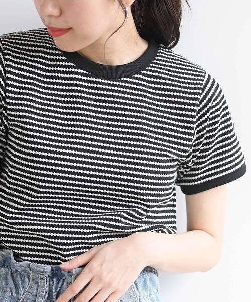 rps(アールピーエス)の「ダイヤ柄ボーダーT(Tシャツ/カットソー・レディース・ブラック/オフホワイト・M)」の15枚目の写真