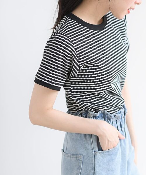 rps(アールピーエス)の「ダイヤ柄ボーダーT(Tシャツ/カットソー・レディース・ブラック/オフホワイト・M)」の16枚目の写真