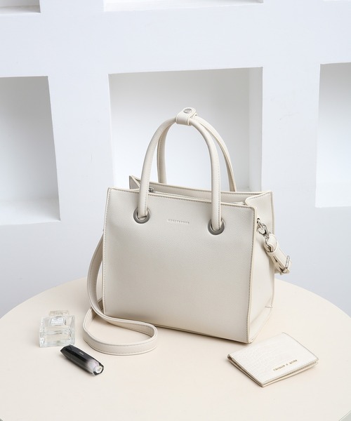 【MERCURYDUO/マーキュリーデュオ】メタルアイレット 両アオリポケット スクエアハンドバッグ（ハンドバッグ）｜MERCURYDUO（マーキュリーデュオ）