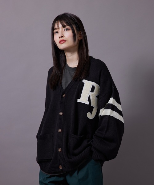 re_k by JUNRED（レクバイジュンレッド）の「re_k by JUNRED / バルキーBIGレタードカーディガン（カーディガン/ボレロ・メンズ・チャコールグレー/イエロー/グリーン・S/M/L）」の8枚目の写真