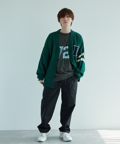 re_k by JUNRED（レクバイジュンレッド）の「re_k by JUNRED / バルキーBIGレタードカーディガン（カーディガン/ボレロ・メンズ・チャコールグレー/イエロー/グリーン・S/M/L）」の6枚目の写真