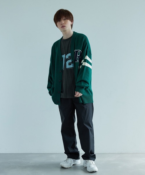 re_k by JUNRED（レクバイジュンレッド）の「re_k by JUNRED / バルキーBIGレタードカーディガン（カーディガン/ボレロ・メンズ・チャコールグレー/イエロー/グリーン・S/M/L）」の7枚目の写真