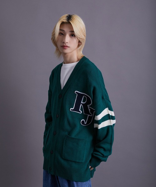 re_k by JUNRED（レクバイジュンレッド）の「re_k by JUNRED / バルキーBIGレタードカーディガン（カーディガン/ボレロ・メンズ・チャコールグレー/イエロー/グリーン・S/M/L）」の14枚目の写真