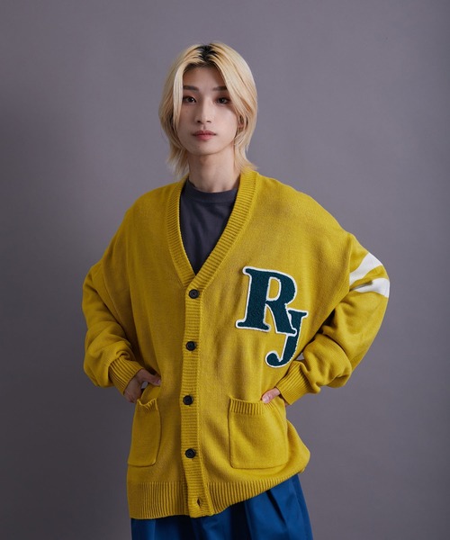 re_k by JUNRED（レクバイジュンレッド）の「re_k by JUNRED / バルキーBIGレタードカーディガン（カーディガン/ボレロ・メンズ・チャコールグレー/イエロー/グリーン・S/M/L）」の15枚目の写真