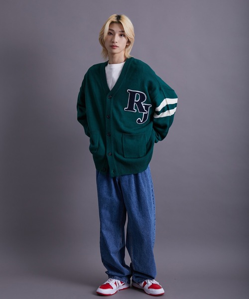re_k by JUNRED（レクバイジュンレッド）の「re_k by JUNRED / バルキーBIGレタードカーディガン（カーディガン/ボレロ・メンズ・チャコールグレー/イエロー/グリーン・S/M/L）」の22枚目の写真