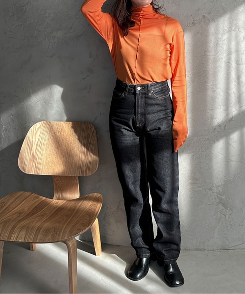 セール】アウトリンキングシアーハイネックトップス（Tシャツ