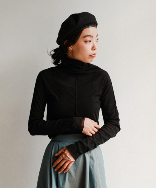 feepur（フェピュール）の「アウトリンキングシアーハイネックトップス（Tシャツ/カットソー・レディース・ブラック/オフホワイト/カーキ/オレンジ/ブルー/グリーン/ラベンダー/ピンク系その他・MEDIUM）」の16枚目の写真