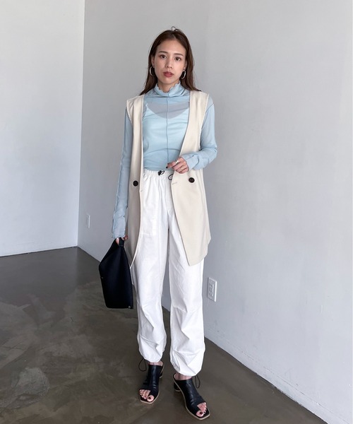 feepur（フェピュール）の「アウトリンキングシアーハイネックトップス（Tシャツ/カットソー・レディース・ブラック/オフホワイト/カーキ/オレンジ/ブルー/グリーン/ラベンダー/ピンク系その他・MEDIUM）」の15枚目の写真