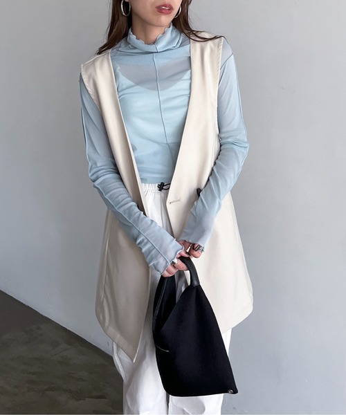 feepur（フェピュール）の「アウトリンキングシアーハイネックトップス（Tシャツ/カットソー・レディース・ブラック/オフホワイト/カーキ/オレンジ/ブルー/グリーン/ラベンダー/ピンク系その他・MEDIUM）」の21枚目の写真