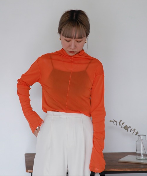 feepur（フェピュール）の「アウトリンキングシアーハイネックトップス（Tシャツ/カットソー・レディース・ブラック/オフホワイト/カーキ/オレンジ/ブルー/グリーン/ラベンダー/ピンク系その他・MEDIUM）」の17枚目の写真