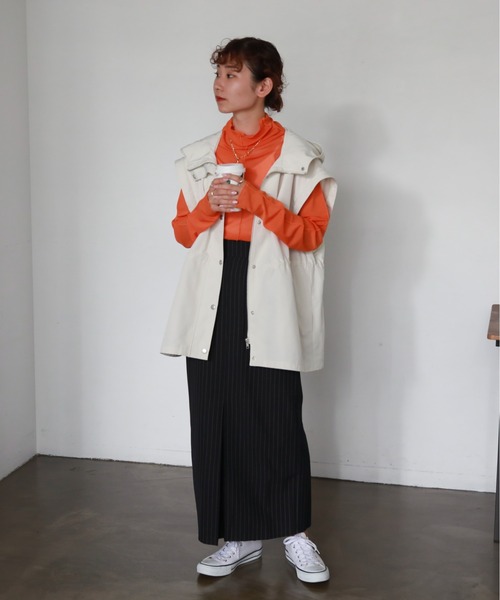 セール】アウトリンキングシアーハイネックトップス（Tシャツ