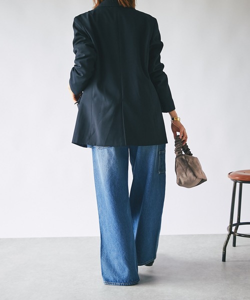 RIVE DROITE（リヴドロワ）の「大人カジュアルな着こなしを叶える/ウールライクツイルテーラードジャケット（テーラードジャケット・レディース・ネイビー・FREE）」の4枚目の写真