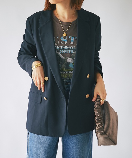 RIVE DROITE（リヴドロワ）の「大人カジュアルな着こなしを叶える/ウールライクツイルテーラードジャケット（テーラードジャケット・レディース・ネイビー・FREE）」の10枚目の写真