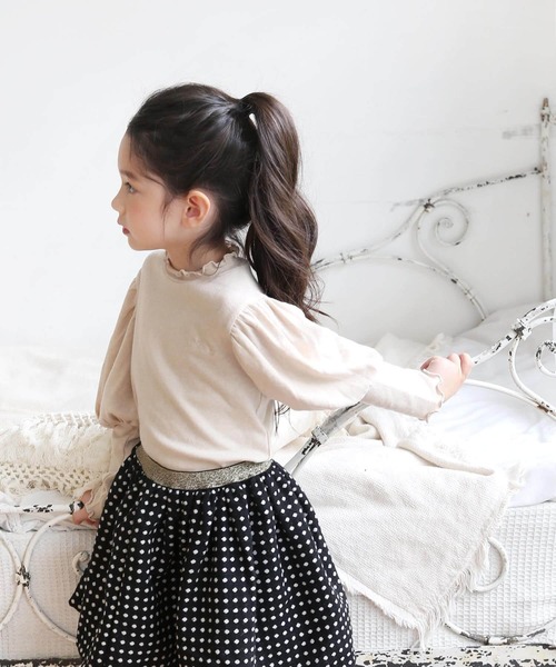 Rora（ローラ）の「ゆめふわ カットソー（Tシャツ/カットソー・キッズ・ベージュ/ブラック・140/150/120/130/110/100cm）」の6枚目の写真
