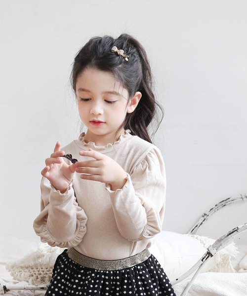 Rora（ローラ）の「ゆめふわ カットソー（Tシャツ/カットソー・キッズ・ベージュ/ブラック・140/150/120/130/110/100cm）」の7枚目の写真