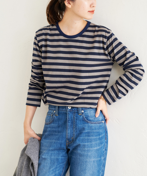 JOURNAL STANDARD(ジャーナルスタンダード)の「クラシックボーダーロングTシャツ(Tシャツ/カットソー・レディース・ブラック/ダークブルー/ブルー系その他/レッド系その他・FREE)」の11枚目の写真